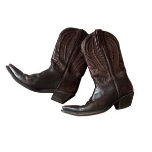 Rudel Brown Leather Cowboy Boots Men's Size 6.5E (Wide) Mexican 24.5E